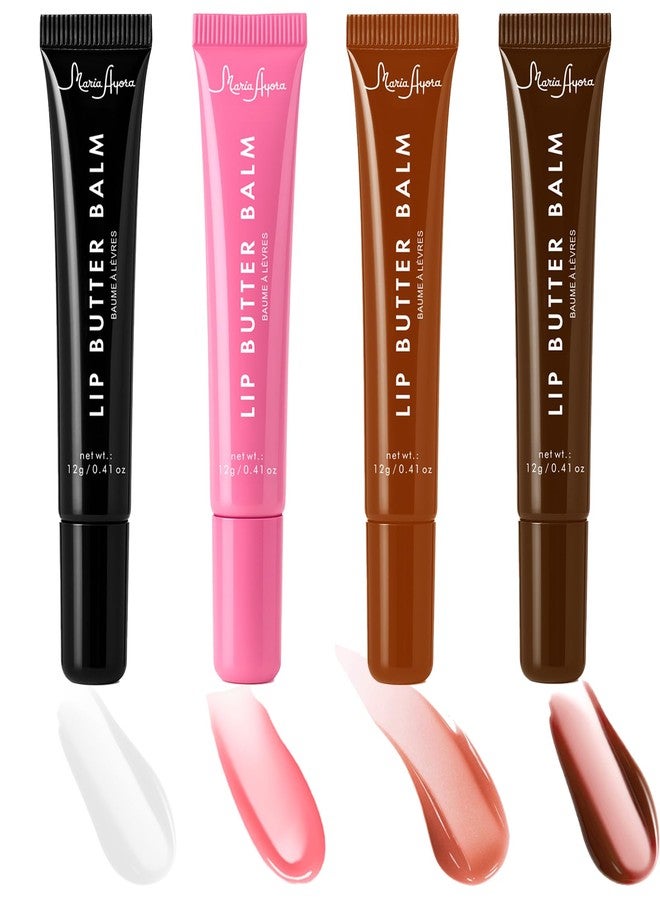 Maria Ayora Deep Hydrating Lip Butter Balm - Hydrating Lip Treatment with Glossy Finish, Shea Butter, Vitamin E, Peptides & Hyaluronic Acid - Vegan, Non-Sticky, Lip Care - 4 Pack(4 COLORS-Unscented) - Image 1